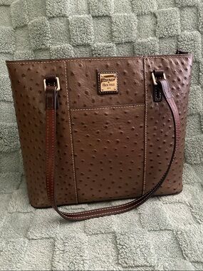 Dooney & Bourke Brown/Grey Textured Ostrich-Style Tote